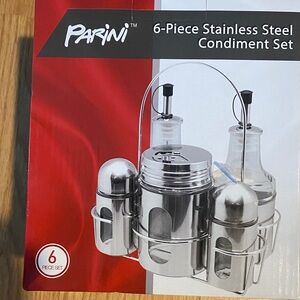 New Parini  modern look Stainless Steel Condiment Set 6 pieces